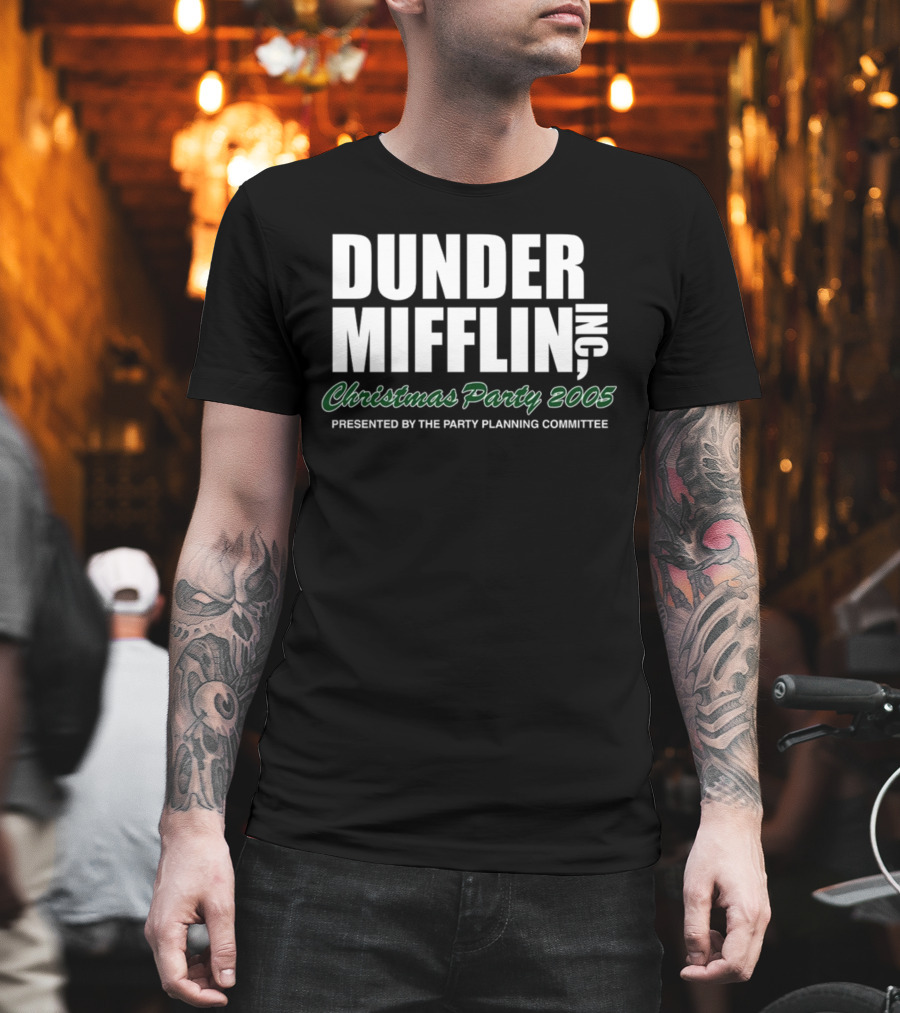 Dunder Mifflin Inc Christmas Party 2005 Presented by the Party Planning Committee Office Event T-Shirt