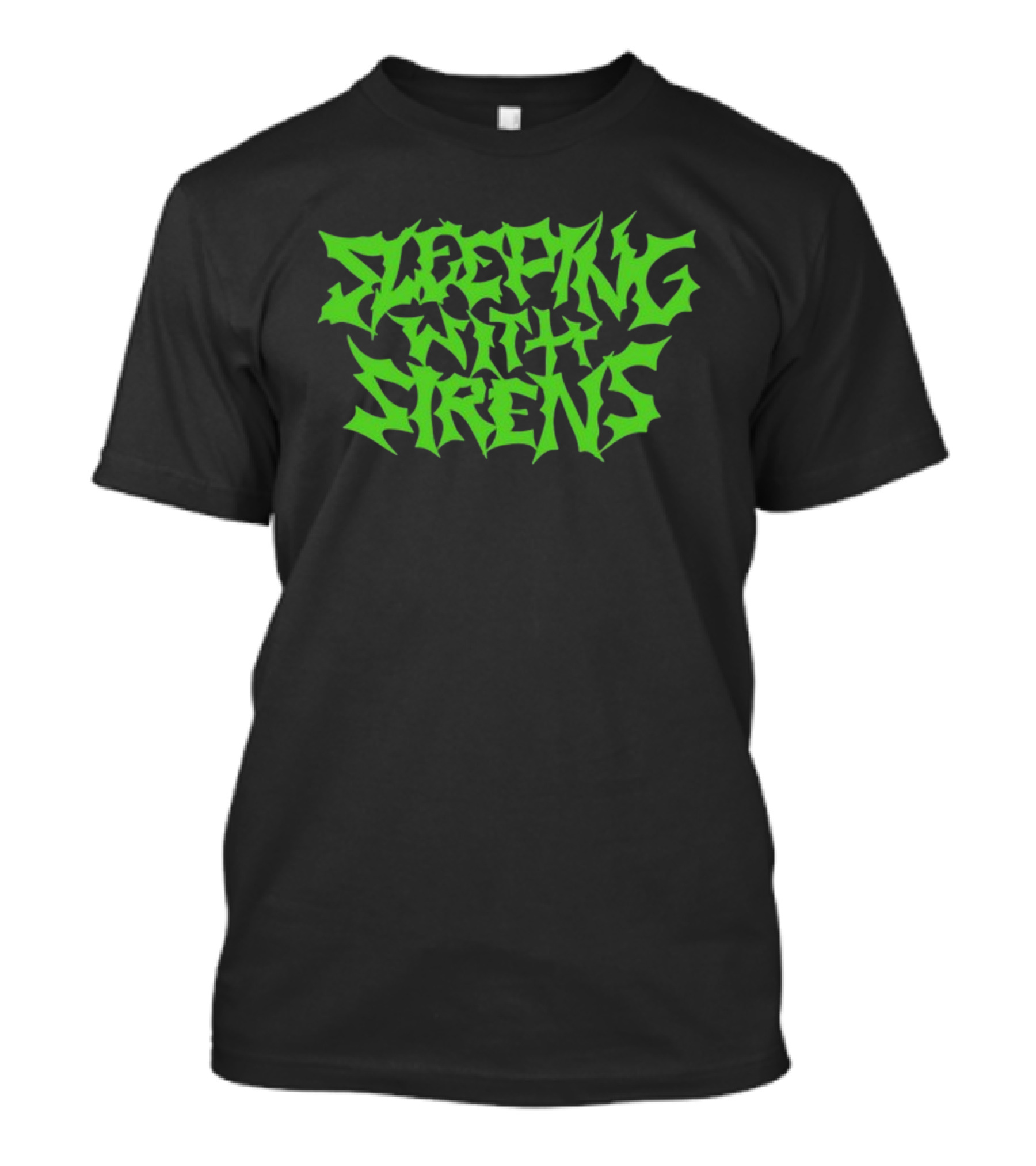 Sleeping With Sirens Spiky Neon Green Text T-Shirt