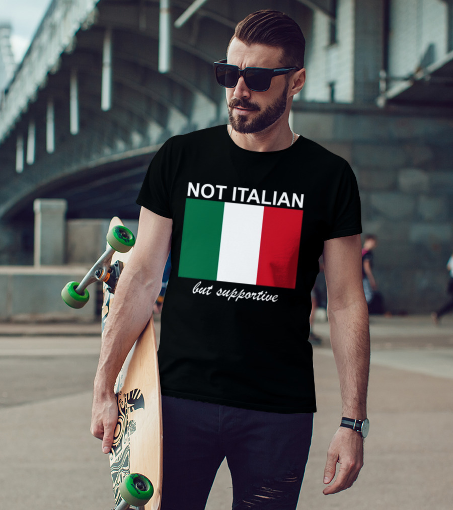 Big Cat Not Italian But Supportive Italian Flag T-Shirt