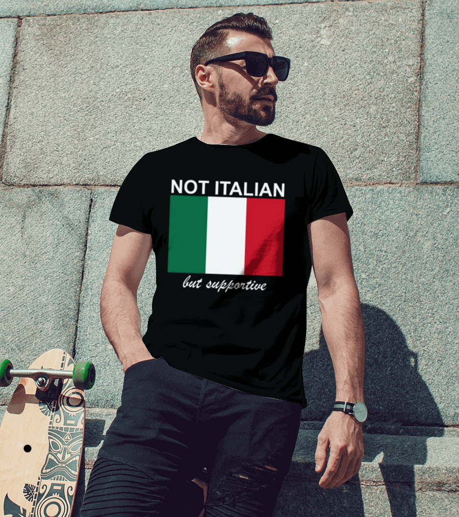 Big Cat Not Italian But Supportive Italian Flag T-Shirt