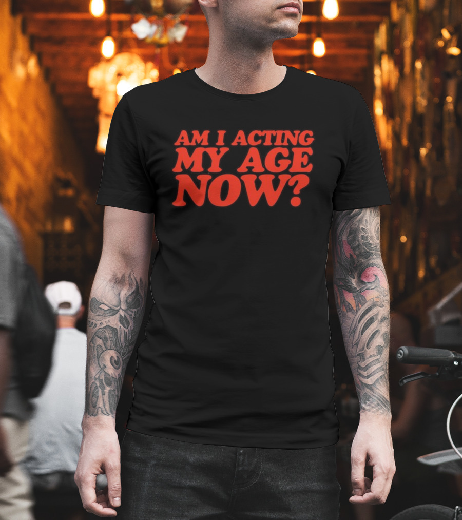 Am I Acting My Age Now Bold Red Question T-Shirt