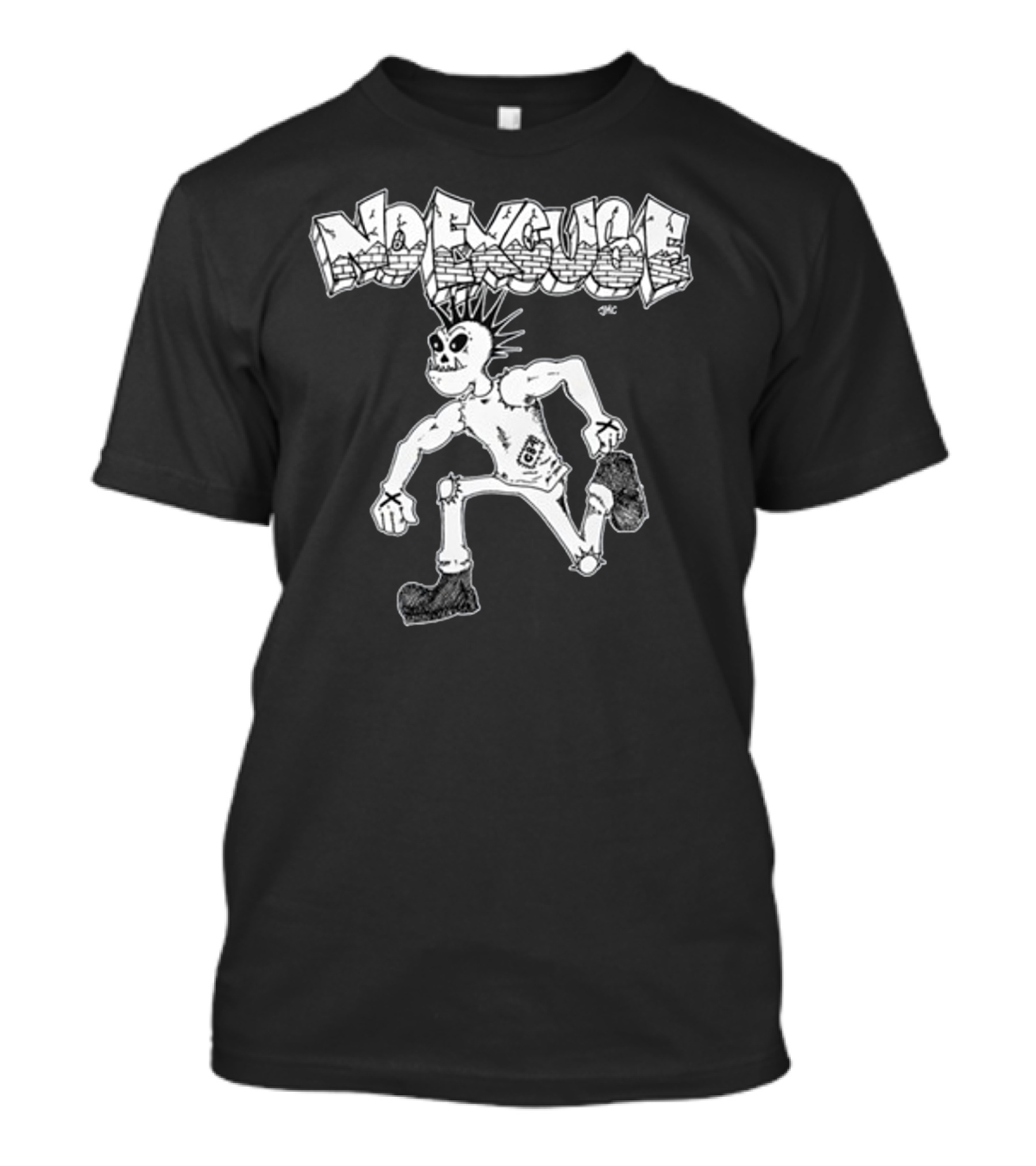 No Excuse Punk Skeleton In Graffiti T-Shirt