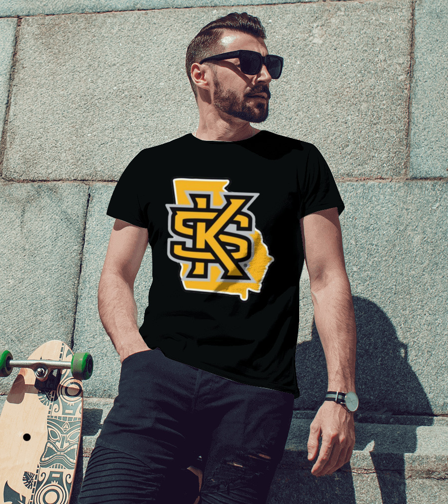 Kennesawfifty1 KS Letter Overlay On Georgia Shape T-Shirt
