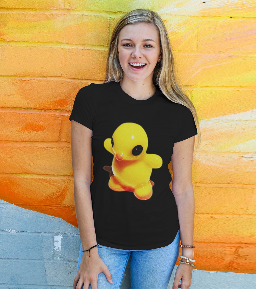 Fleshwater Plastic Duck Yellow Figurine With Black Eyes T-Shirt
