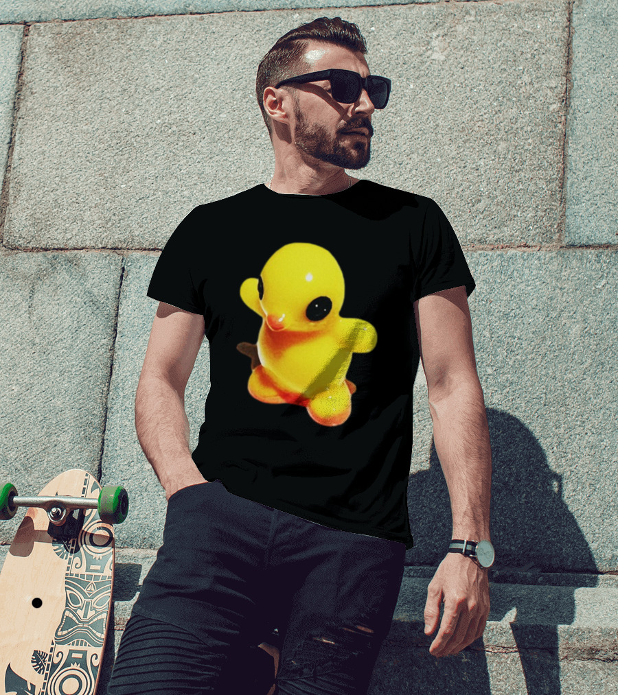 Fleshwater Plastic Duck Yellow Figurine With Black Eyes T-Shirt