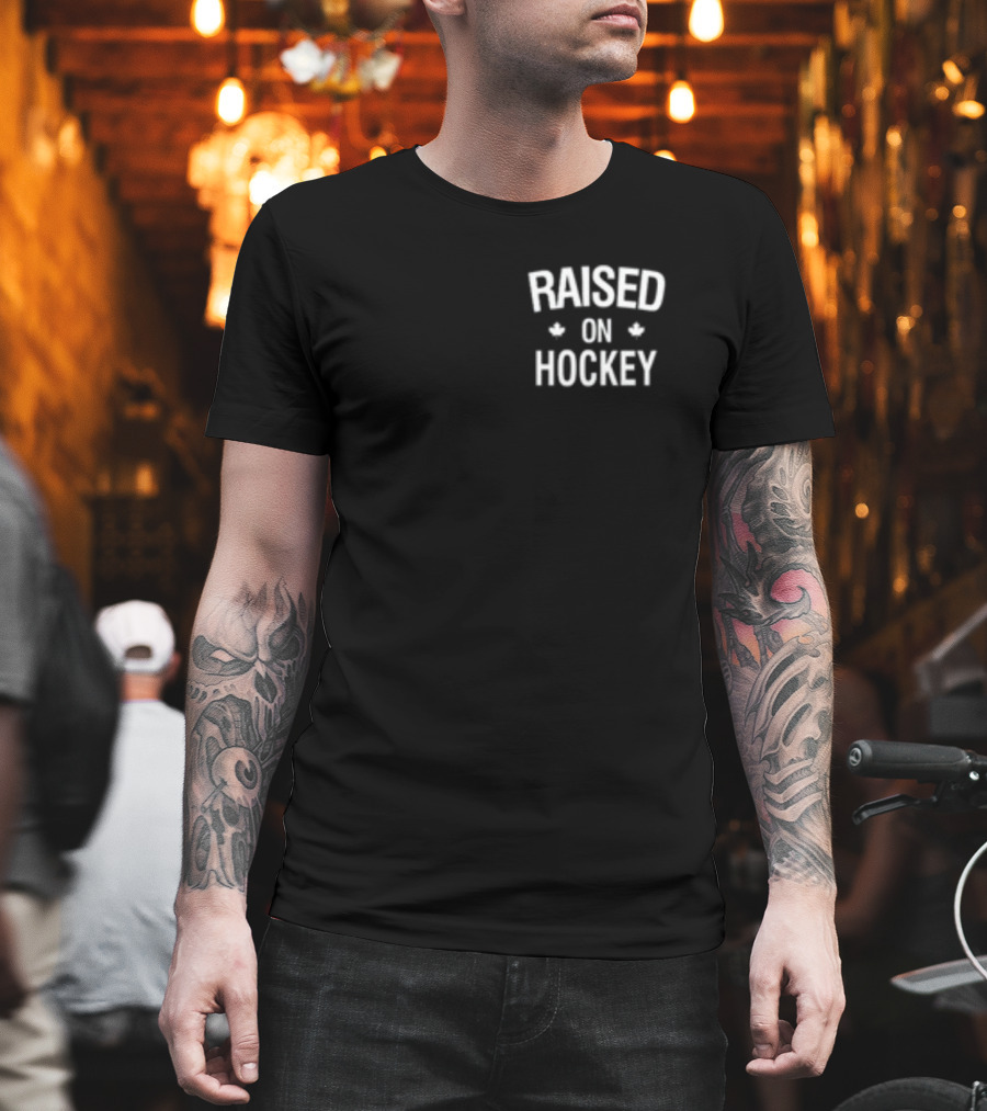 Raised On Hockey with Maple Leaf Icons T-Shirt
