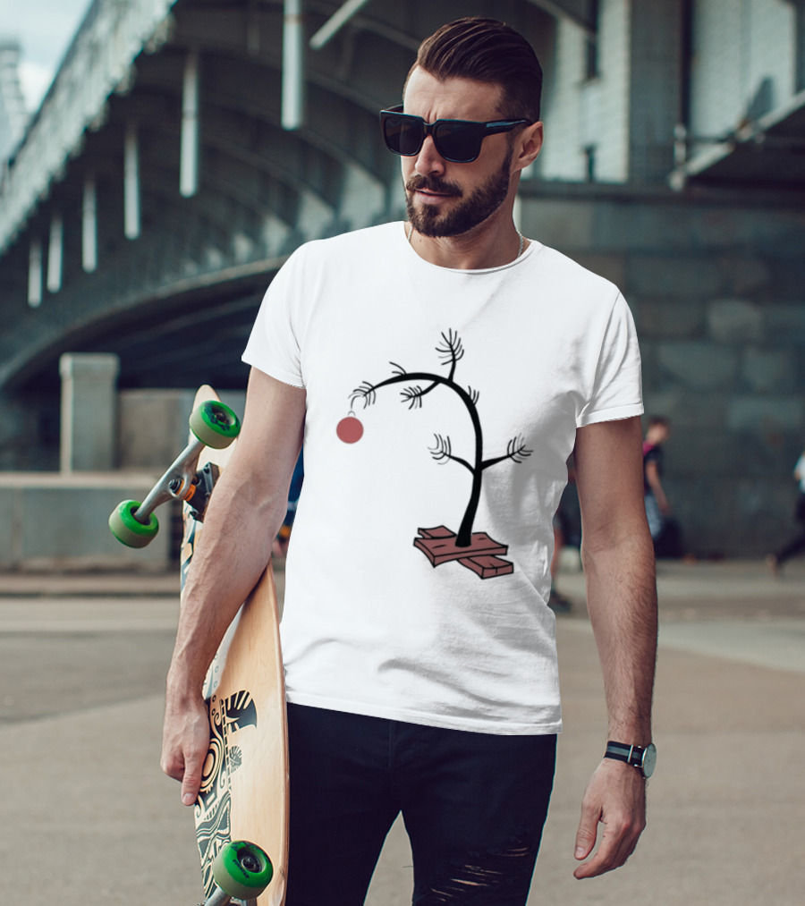 Sad Little Christmas Tree With Single Red T-Shirt
