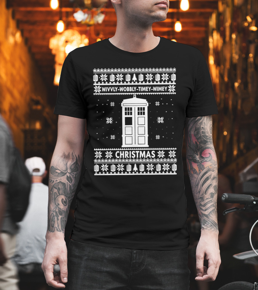 Wibbly Wobbly Timey Wimey TARDIS Christmas T-Shirt