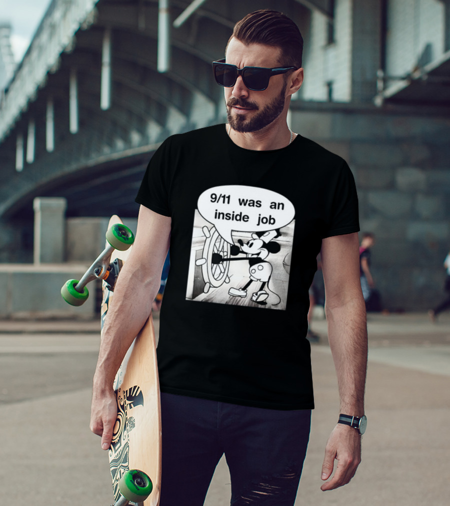 9/11 Was An Inside Job Mickey Mouse Steering Wheel T-Shirt