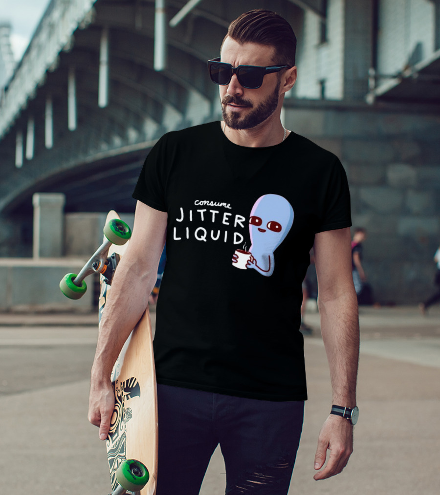 Consume Jitter Liquid Cute Alien With Coffee Mug T-Shirt