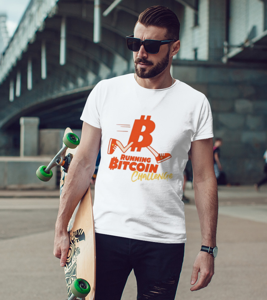 Fran Finney Running Bitcoin Challenge Icon With Sneaker Dollar T-Shirt