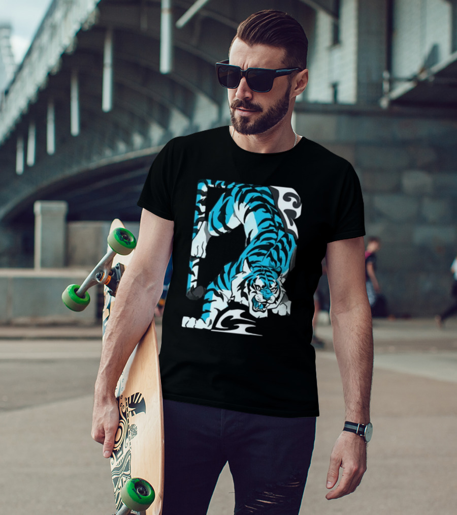 Mawili Poisonp1nk Blue Tiger Stripes T-Shirt