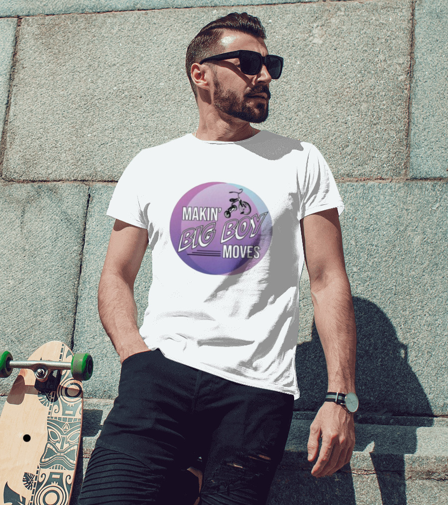 MAKIN' BIG BOY MOVES Bicycle Purple And Blue Gradient T-Shirt
