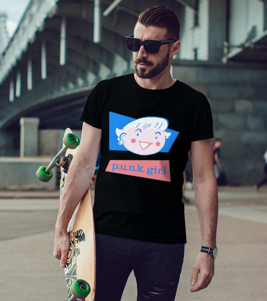 P.U.N.K. Girl Retro Cartoon Style Face T-Shirt
