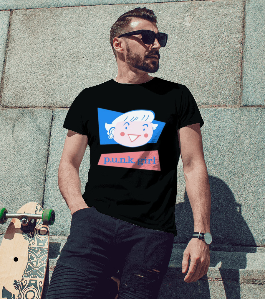 P.U.N.K. Girl Retro Cartoon Style Face T-Shirt