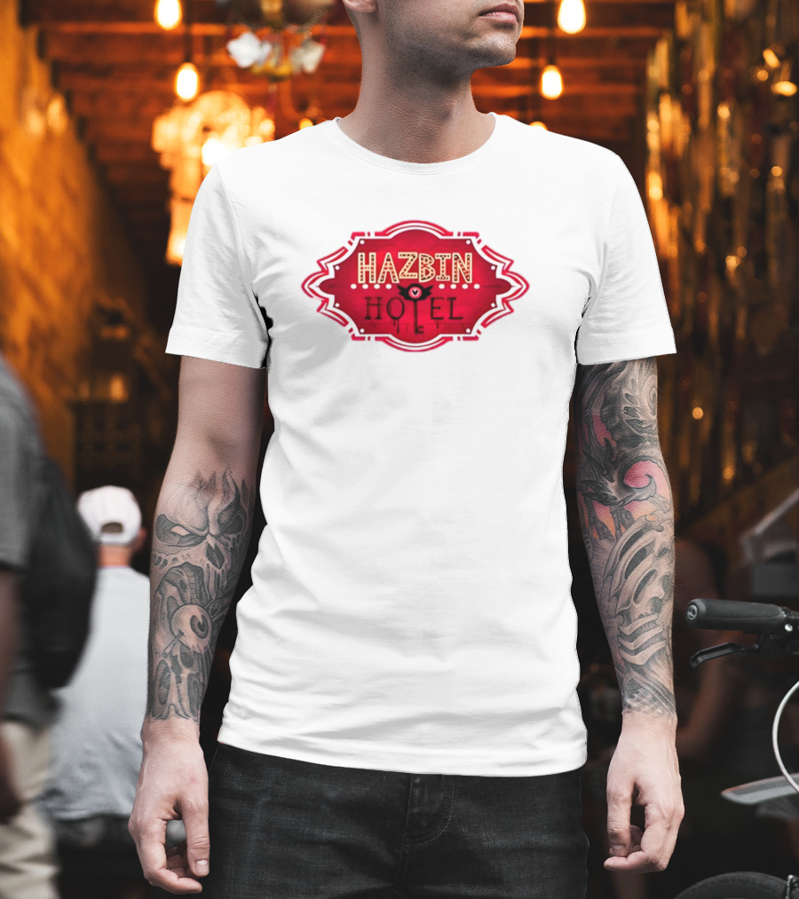 Hazbin Hotel Hazbinhotel Logo Badge With Heart And Winged Eye T-Shirt