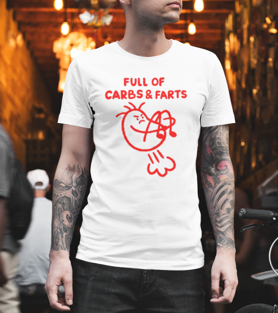 FULL OF CARBS AND FARTS Silly Cartoon Character Emitting Gas T-Shirt