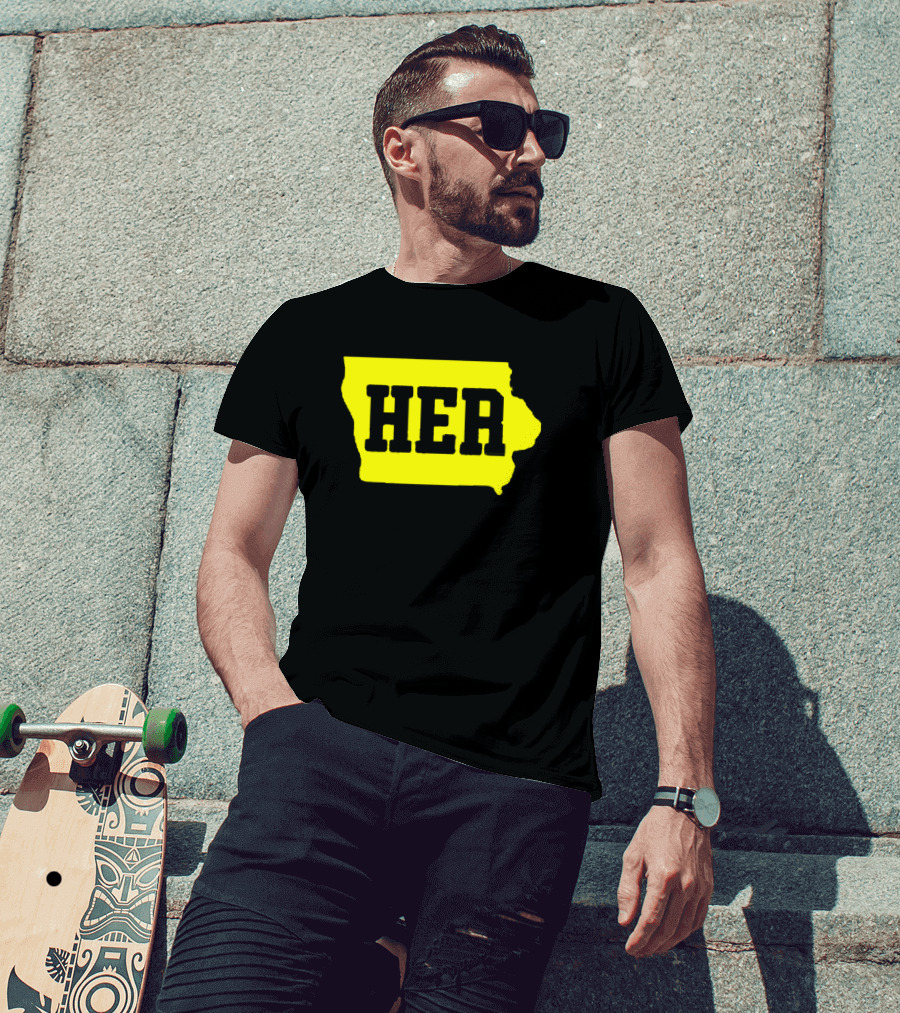 Dave Portnoy Hawkeye HER Caitlin Clark Iowa Map T-Shirt