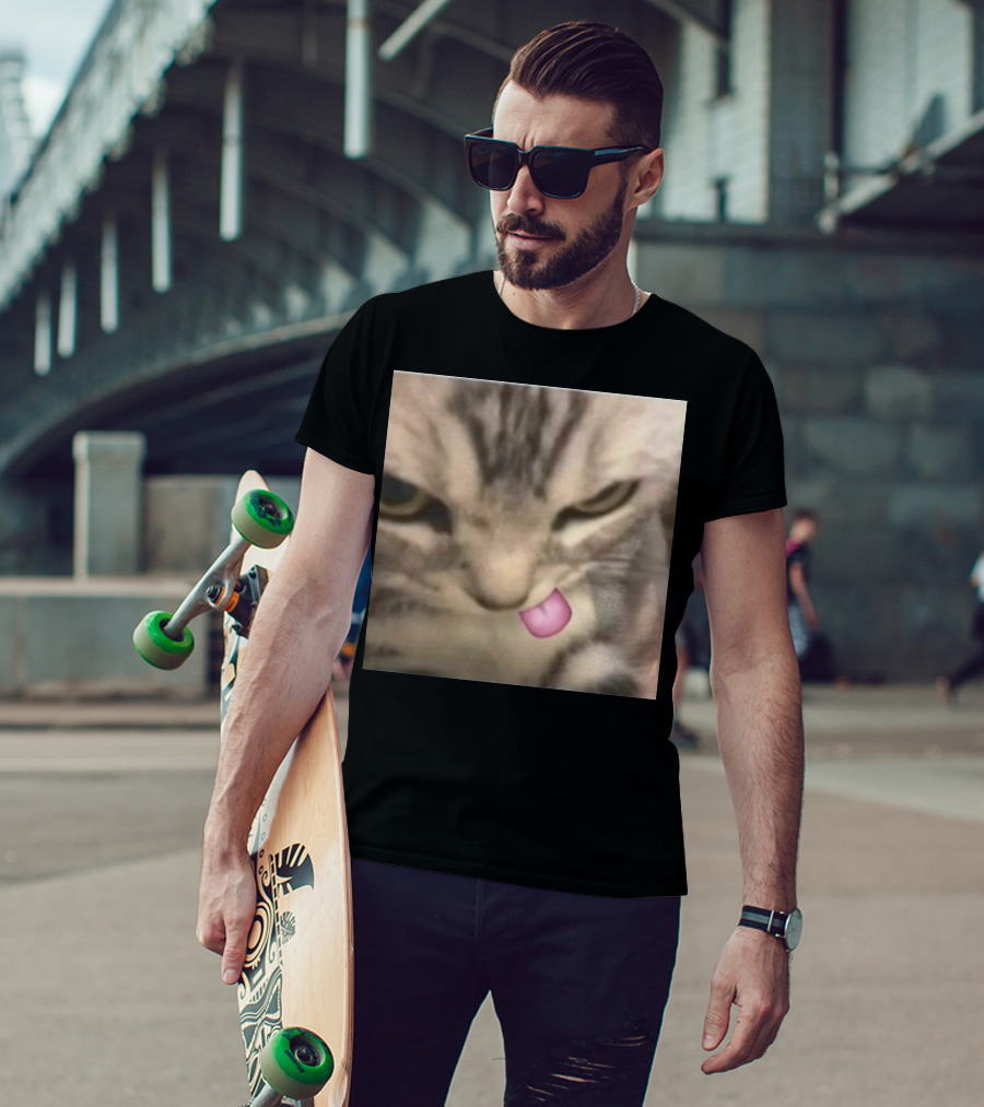 Sillyteestudio Silly Kitten Funny Cute Tongue Out Cat Meme T-Shirt
