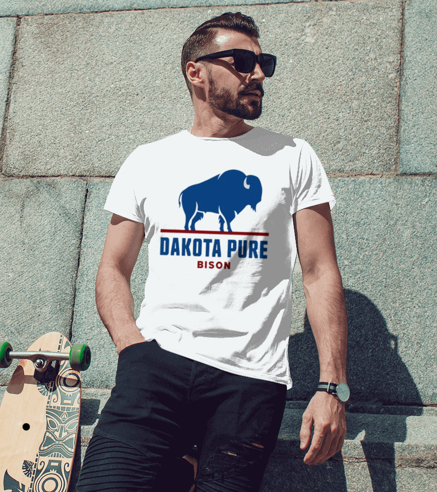 Shawn Baker Dakota Pure Bison Blue Icon Bison Red Line T-Shirt