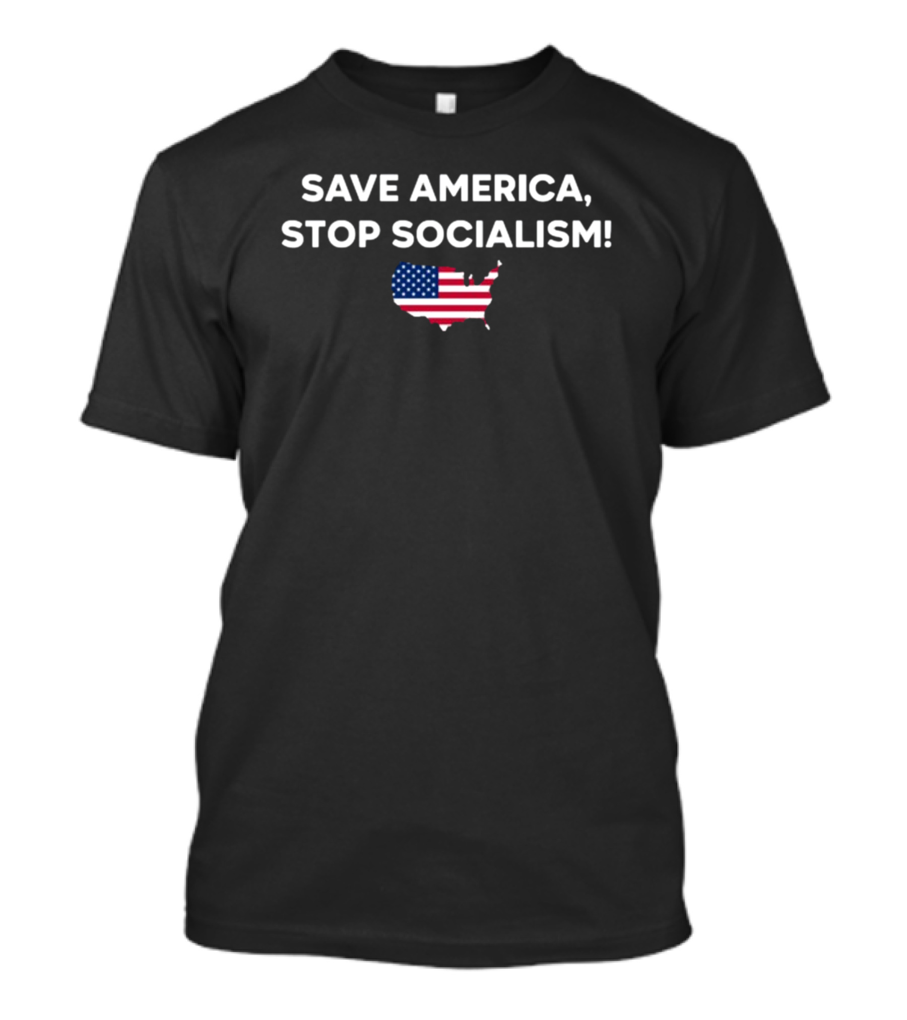 Save America Stop Socialism With American Flag Map T-Shirt