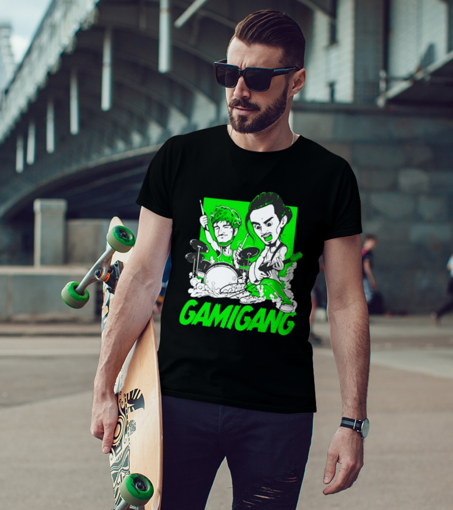 Gami Gang Origami Angel Anime Drummer Guitarist Duo T-Shirt