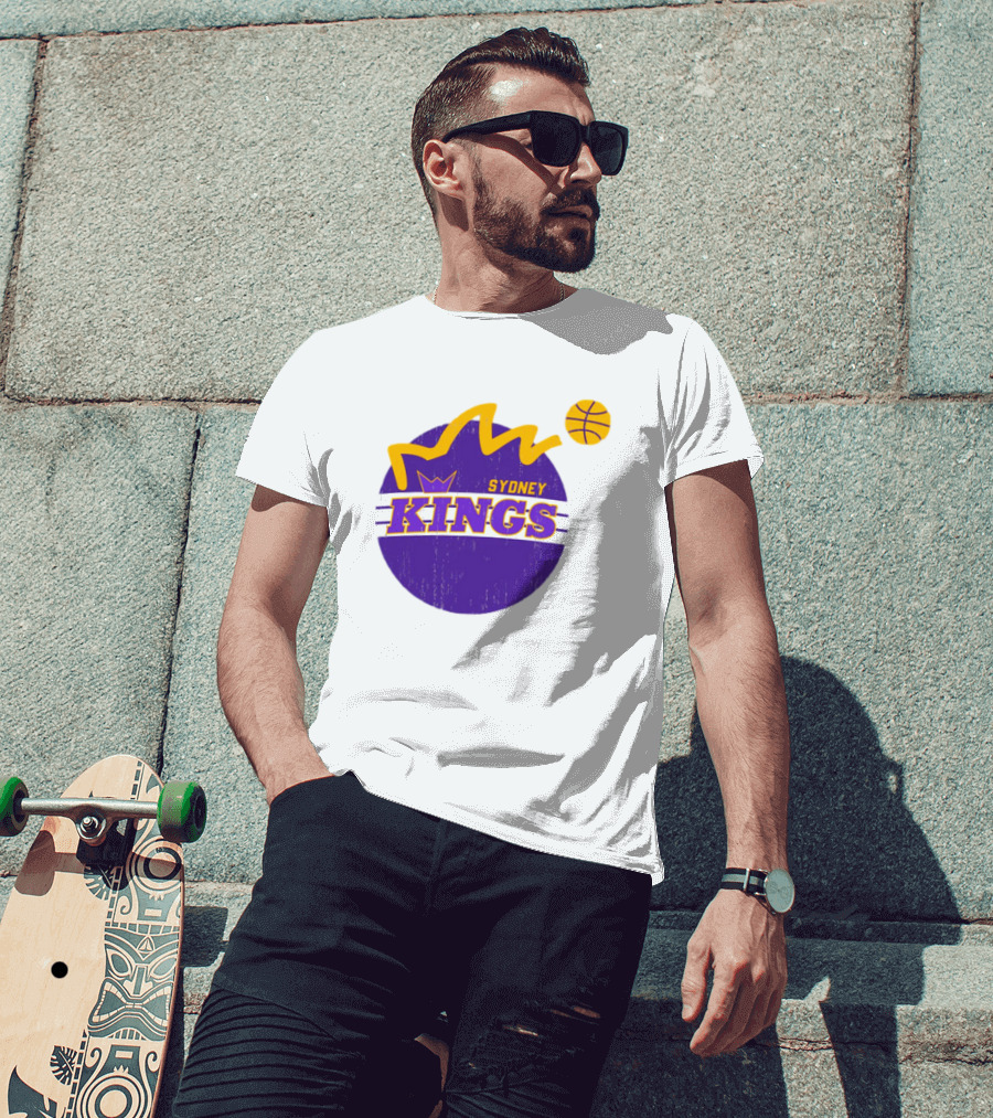 NBL Store Sydney Kings 22-23 Heritage Purple Basketball Logo Crown T-Shirt