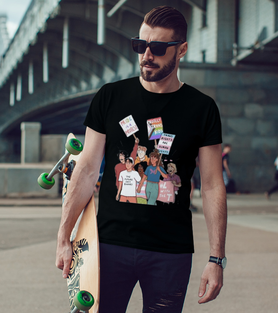 Heartstopper Pride Protest The Future Isn't Binary Protect Trans Kids Rights T-Shirt