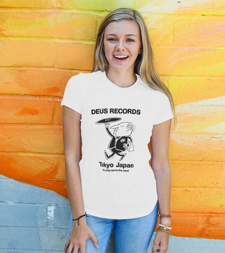 Deus Records Tokyo Japan We Only Serve The Best Vinyl Character T-Shirt