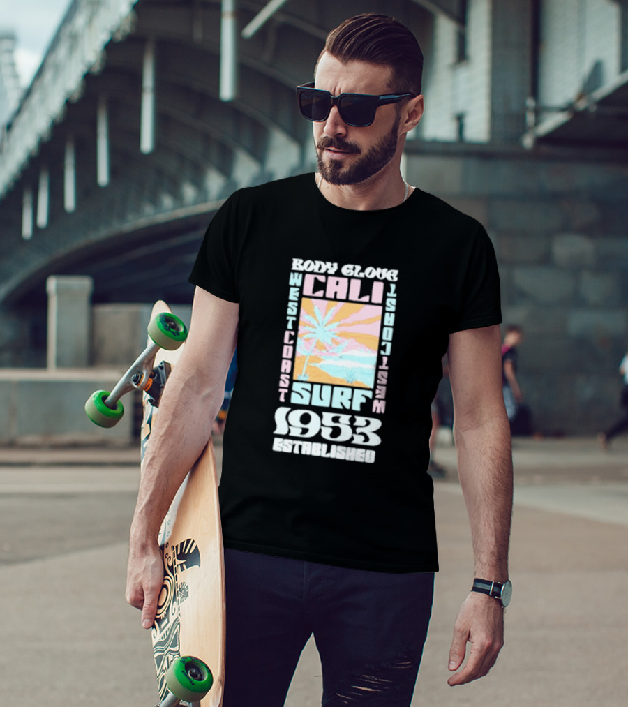 Body Glove Cali Surf 1953 Established West Coast Retro Palm Tree Ocean Waves T-Shirt