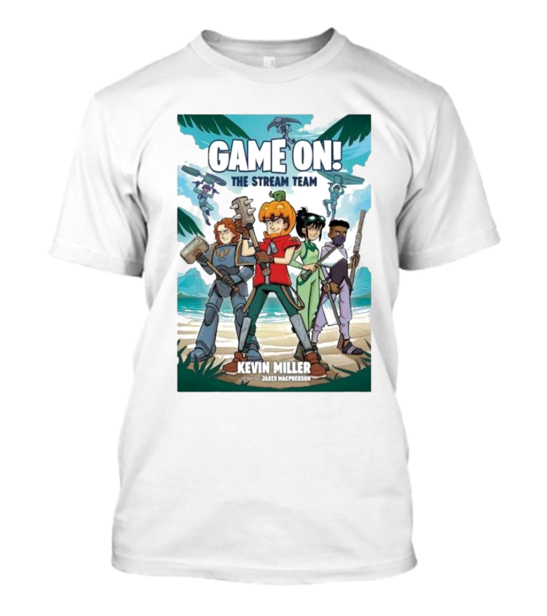 Game On The Stream Team Kevin Miller Jared Macpherson Characters Palm Trees Adventure T-Shirt