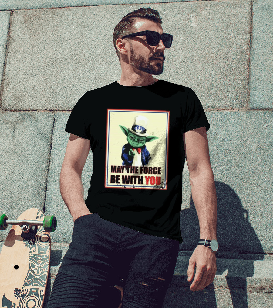 Baby Yoda May The Force Be With You Uncle Sam T-Shirt