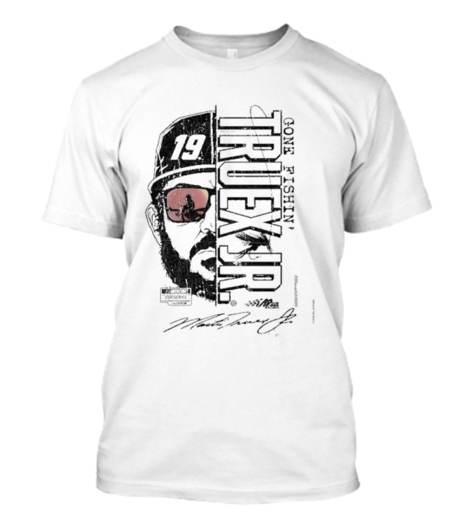 Martin Truex Jr Joe Gibbs Racing Team Gone Fishin’ 19 Racing Silhouette Sunglasses Graphic Signature T-Shirt