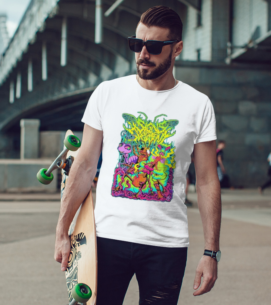 Signs Of The Swarm A Swarm’s Life Neon Psychedelic Insect Adventure T-Shirt