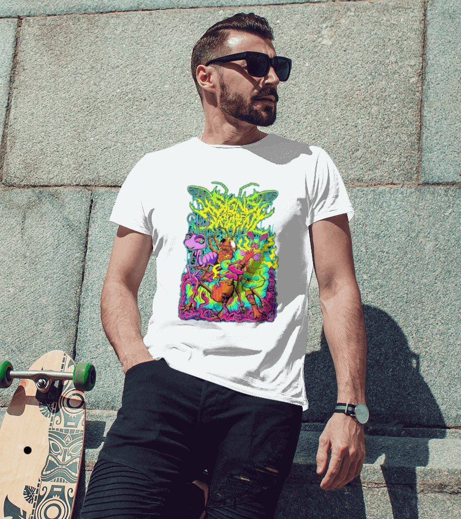 Signs Of The Swarm A Swarm’s Life Neon Psychedelic Insect Adventure T-Shirt