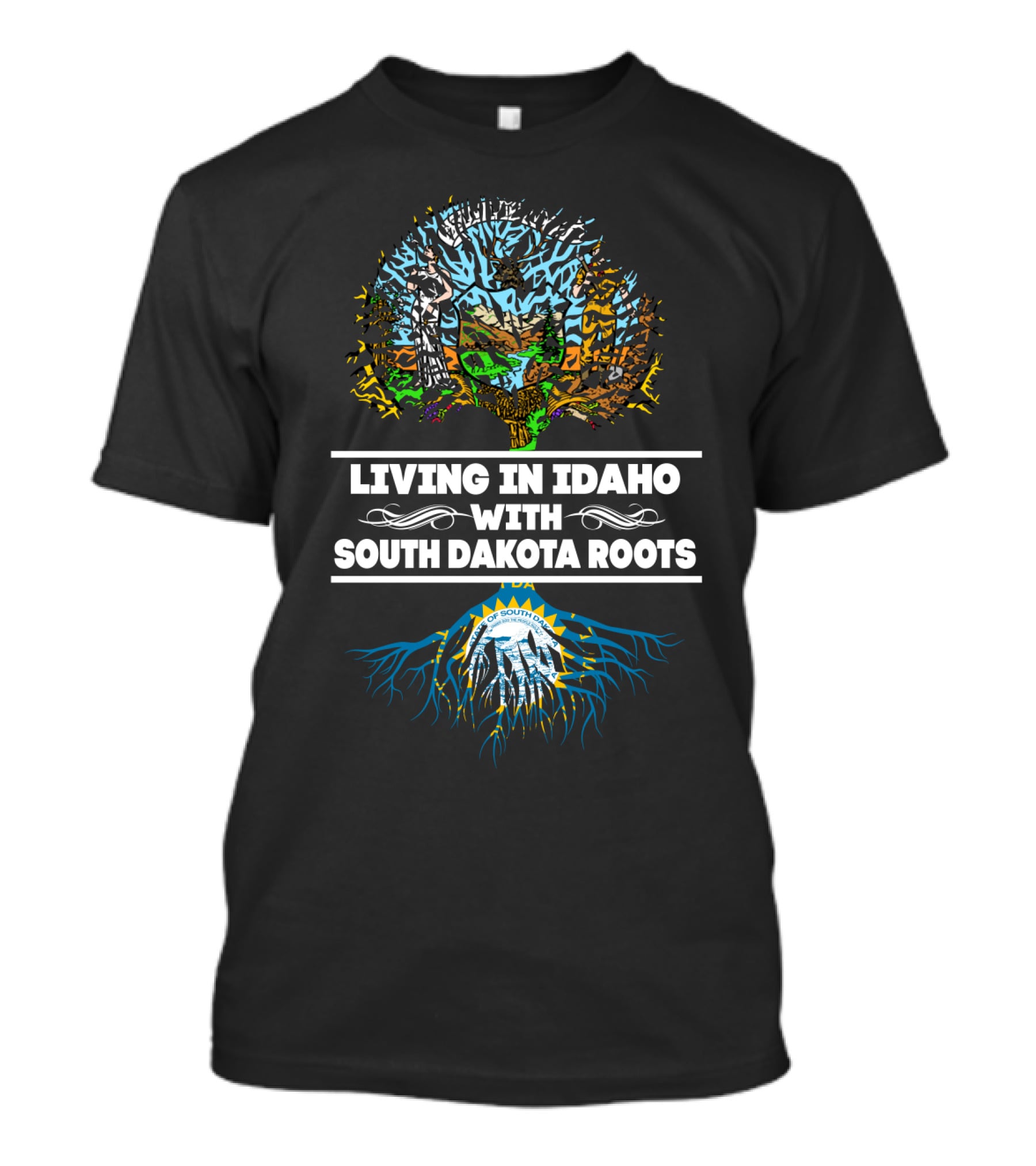 Idaho Residency With Deep South Dakota Heritage Identity Tree T-Shirt