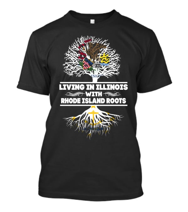 Illinois Pride Meets Rhode Island Heritage: Celebrating Roots With State Flag Iconography T-Shirt