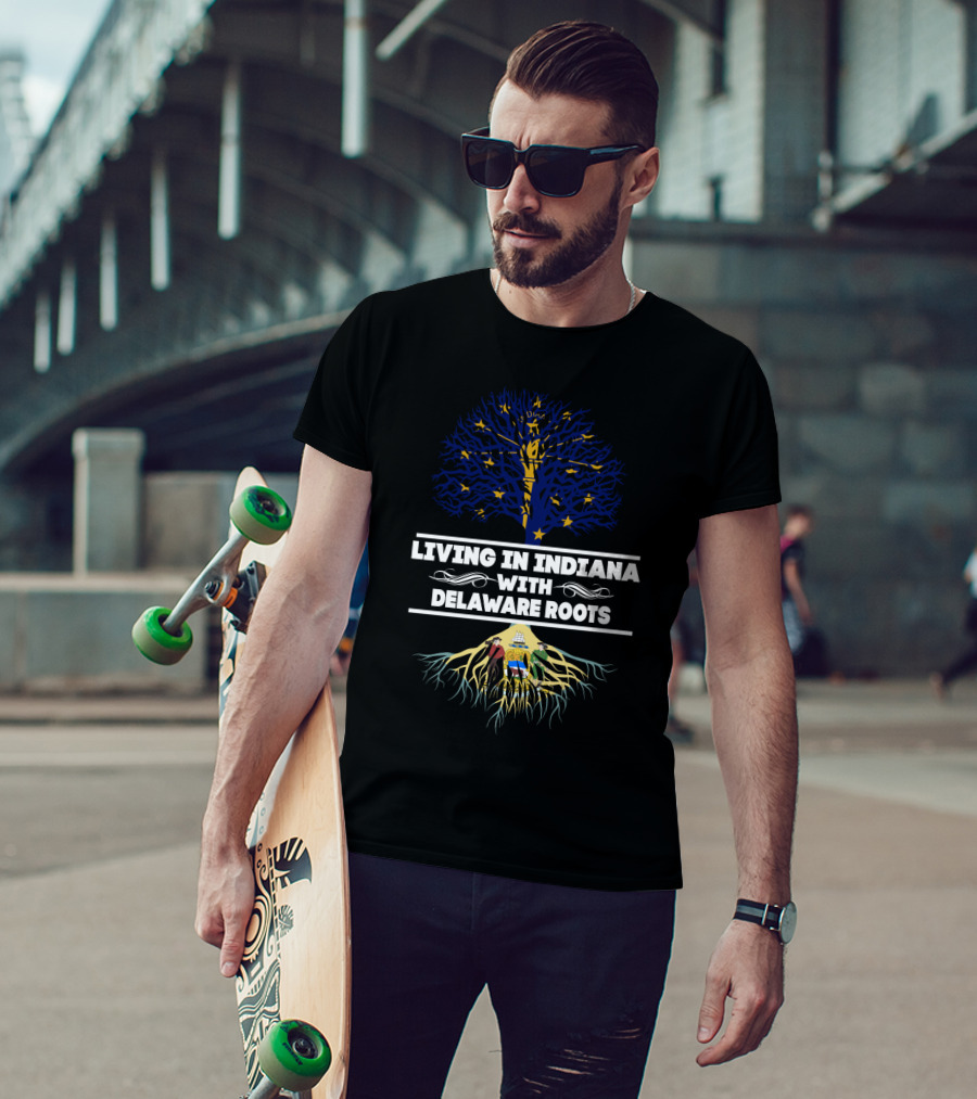 Living In Indiana With Delaware Roots Deep Tree Symbol Connection T-Shirt