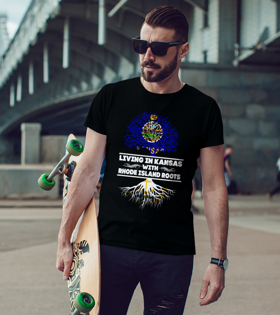 Living In Kansas With Rhode Island Roots Kansas State Seal Tree T-Shirt