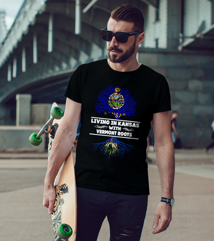 Kansas Pride With Deep Vermont Heritage Tree T-Shirt