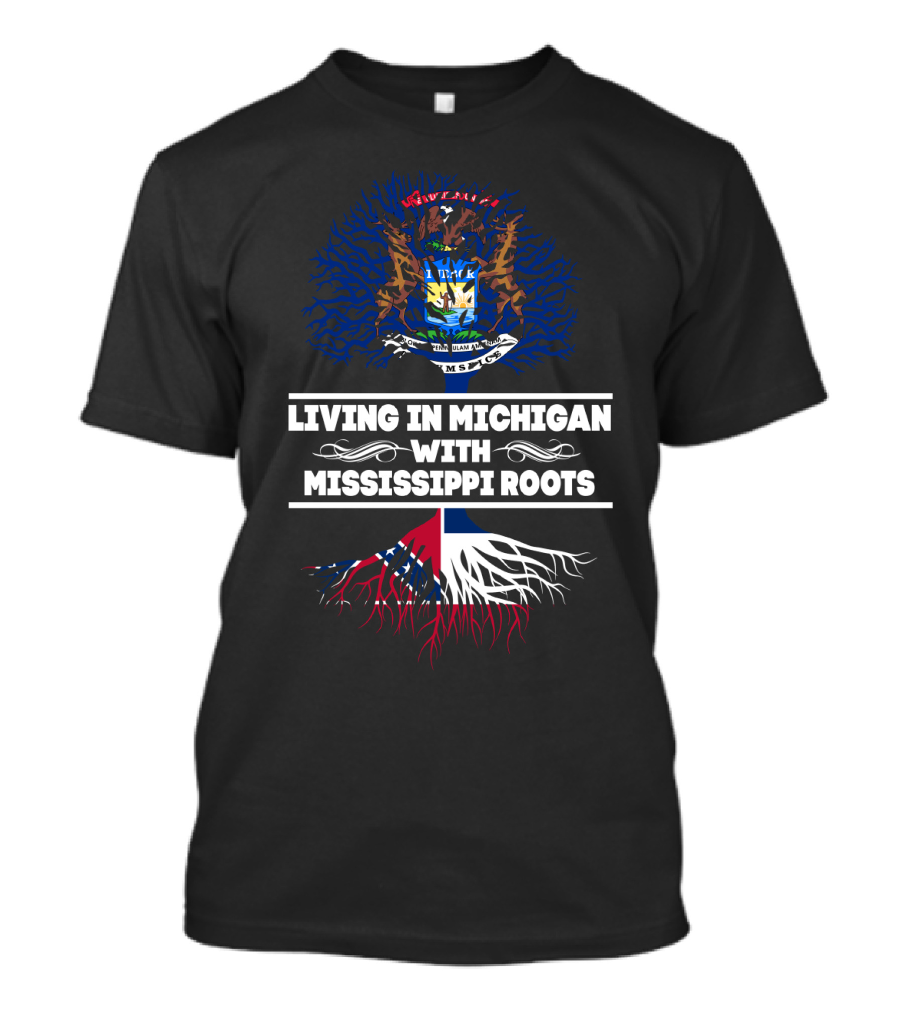 Michigan Heritage Blends With Mississippi Ancestry State Pride T-Shirt