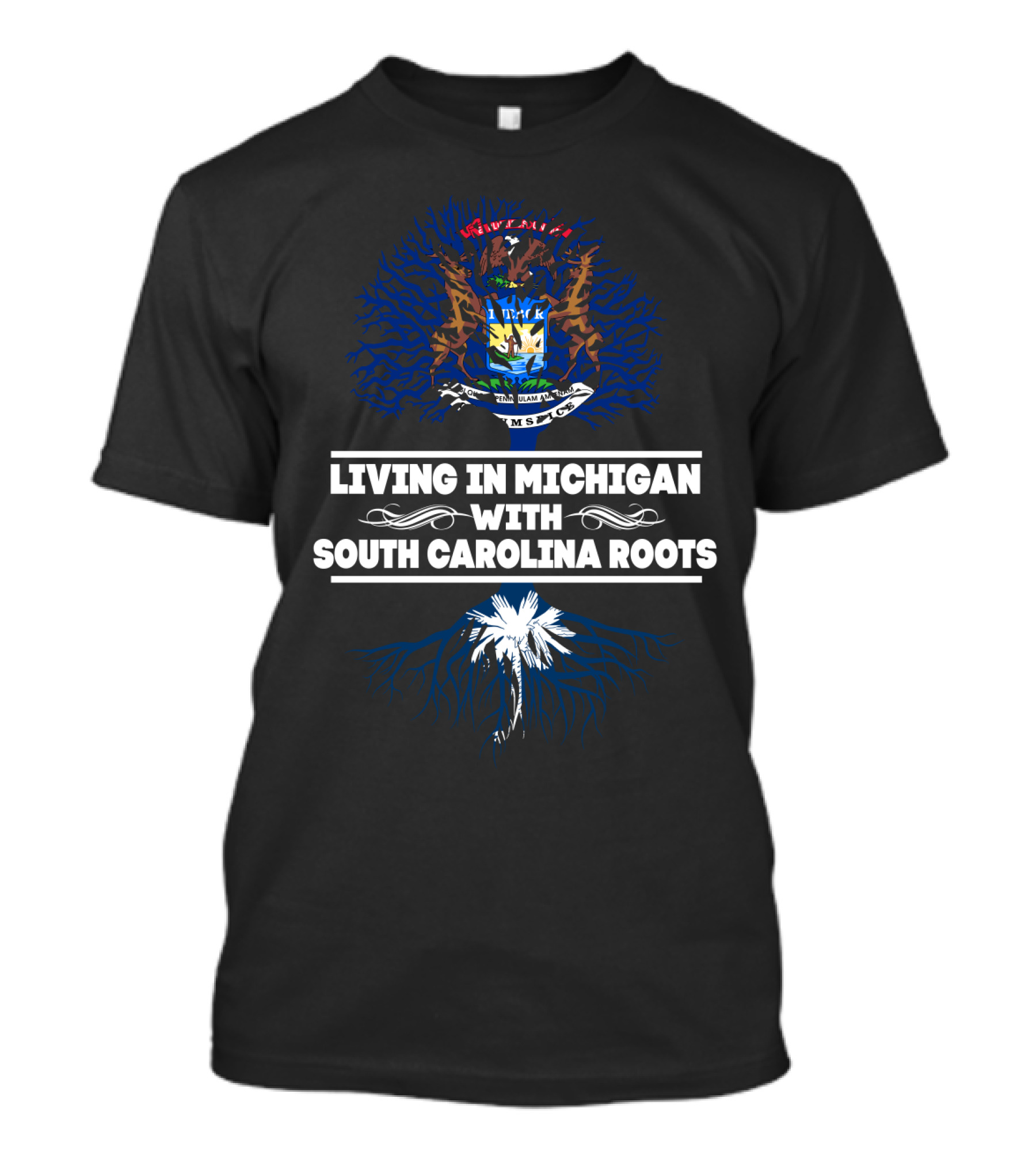 Celebrating Michigan Residence With South Carolina Heritage Featuring State Symbols T-Shirt
