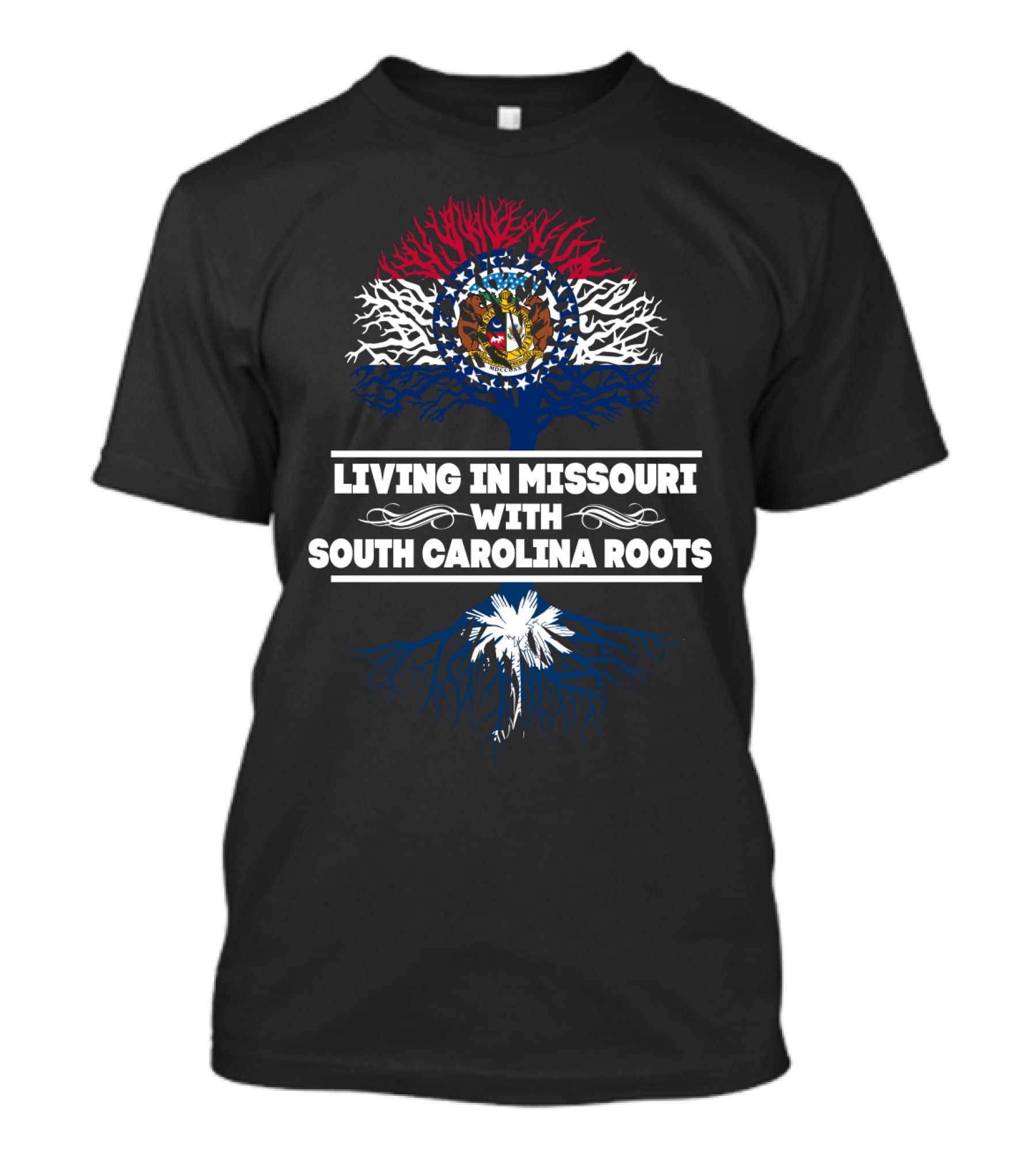 Missouri State Pride With South Carolina Roots Tree T-Shirt