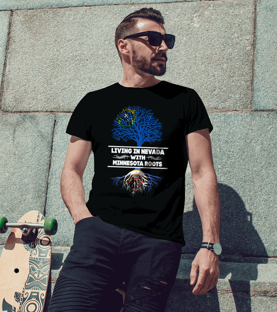 Nevada Residency With Deep Minnesota Heritage Showcased In Tree And Roots T-Shirt