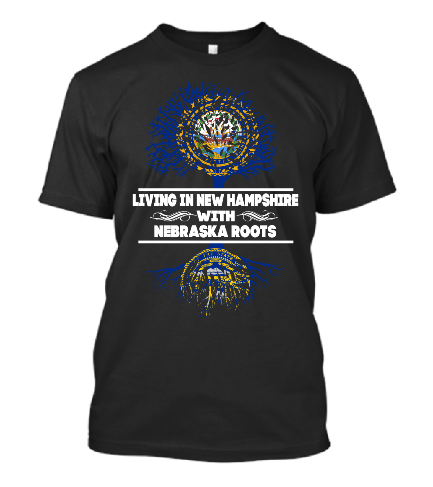 New Hampshire Life Nebraska Heritage Tree Design Featuring State Symbols T-Shirt