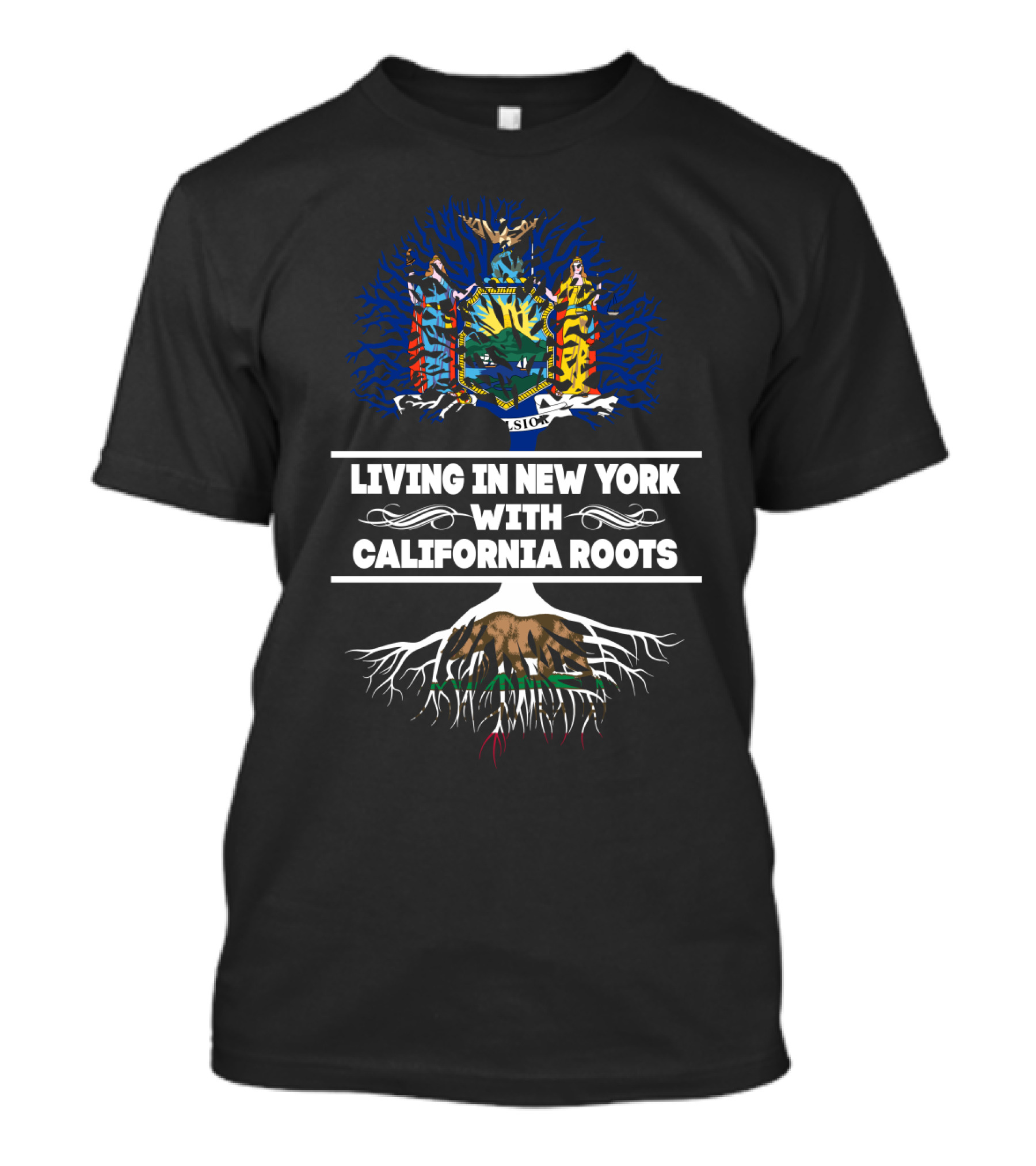New York Pride Embracing California Roots With State Flag Symbols T-Shirt
