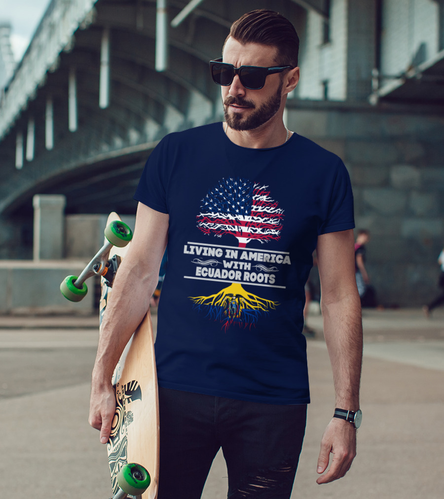 Living IN America With Ecuador Roots USA Flag Tree T-Shirt