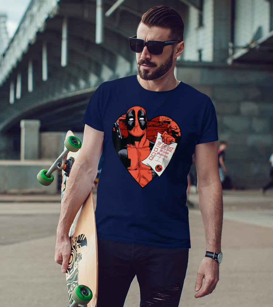 Marvel Deadpool Be Your Valentine To Do List Heart T-Shirt