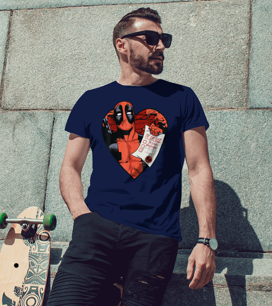 Marvel Deadpool Be Your Valentine To Do List Heart T-Shirt