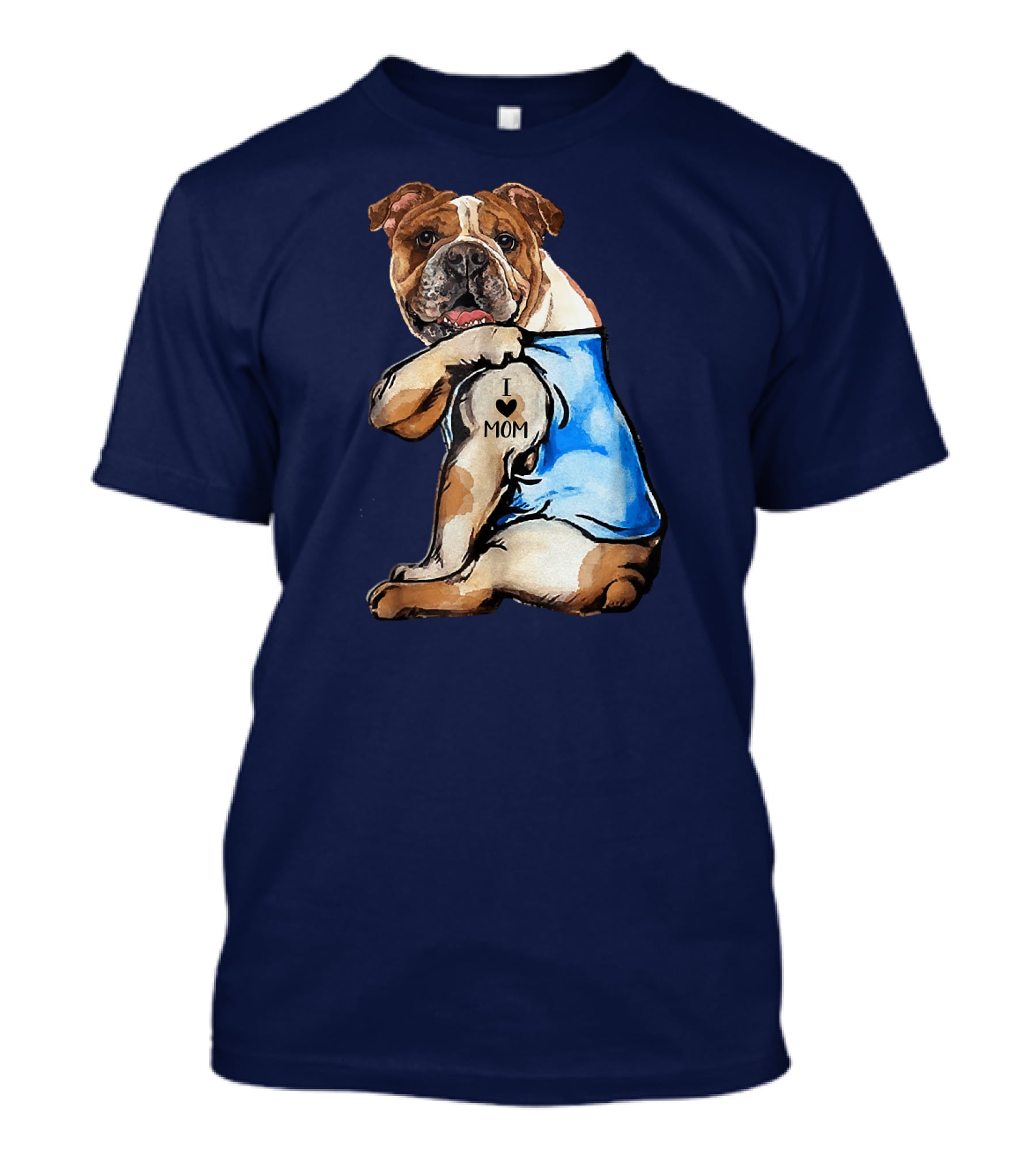 Women English Bulldog Dog Tattoo I Love Mom Trending Ideas T-Shirt